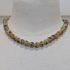 NWOT Beckwoman 18" Hand Blown Glass Bead Stretch Necklace